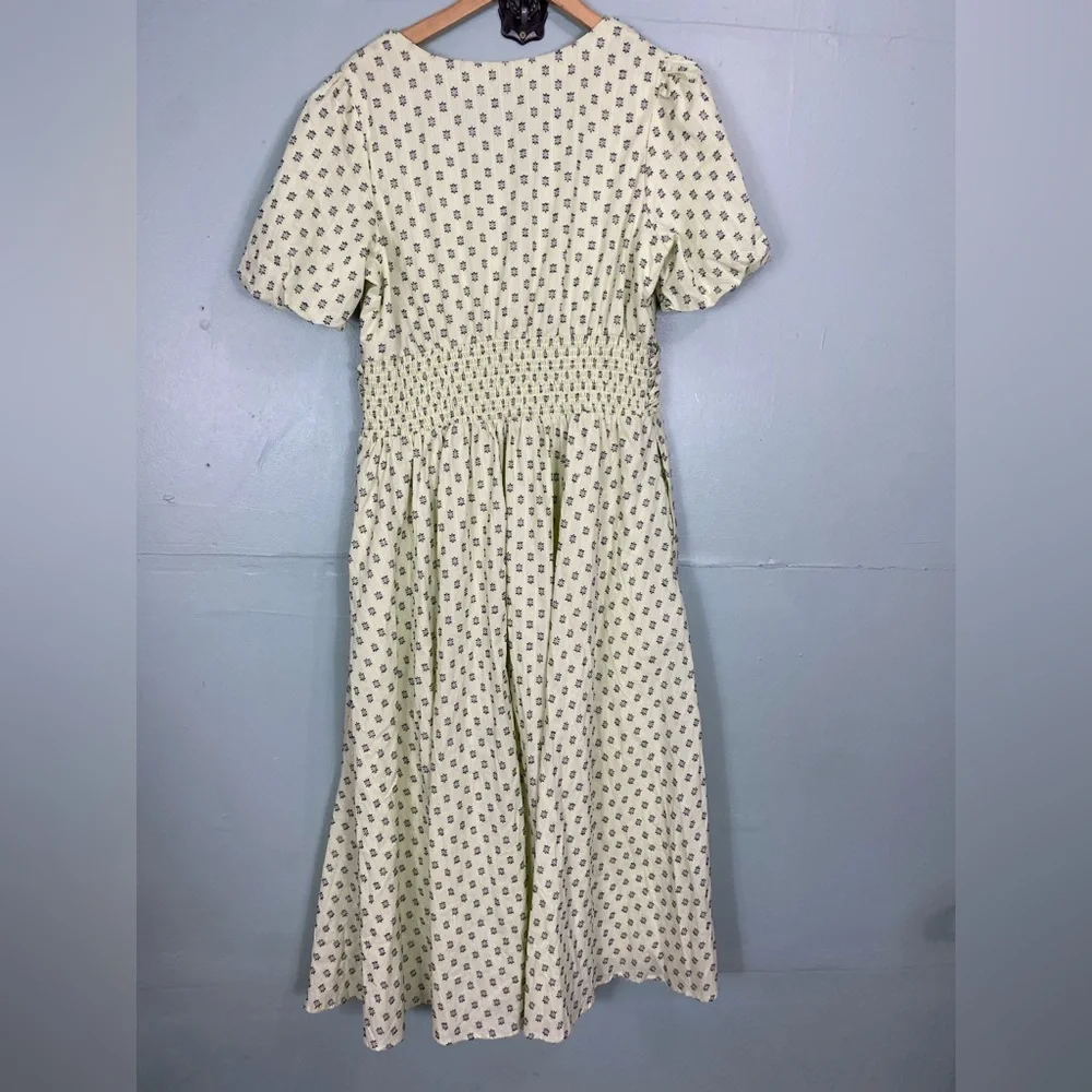 Anthropologie The Katerina Button Front Dress‎ Textured Mint Green XL Midi - Picture 7 of 8
